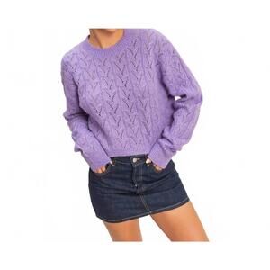 NEW HYFVE cropped cable knit sweater in iris